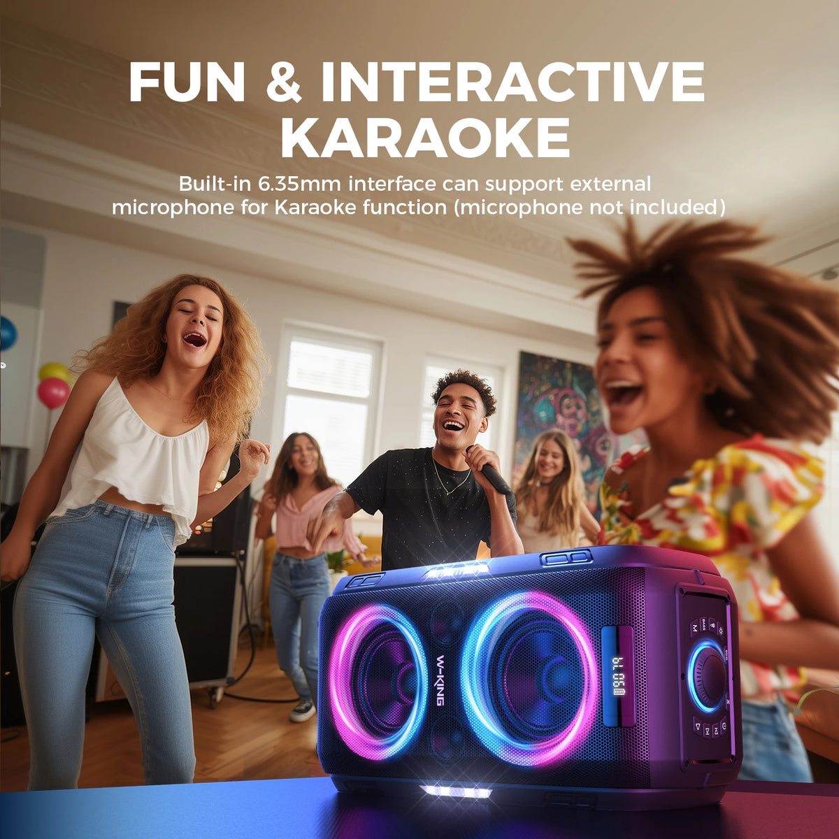 W-KING T9 PRO 250W Peak Bluetooth Party Speaker 125dB Loud 2×6.5" Subwoofer Bluetooth 5.3 TWS Portable Bass Speaker