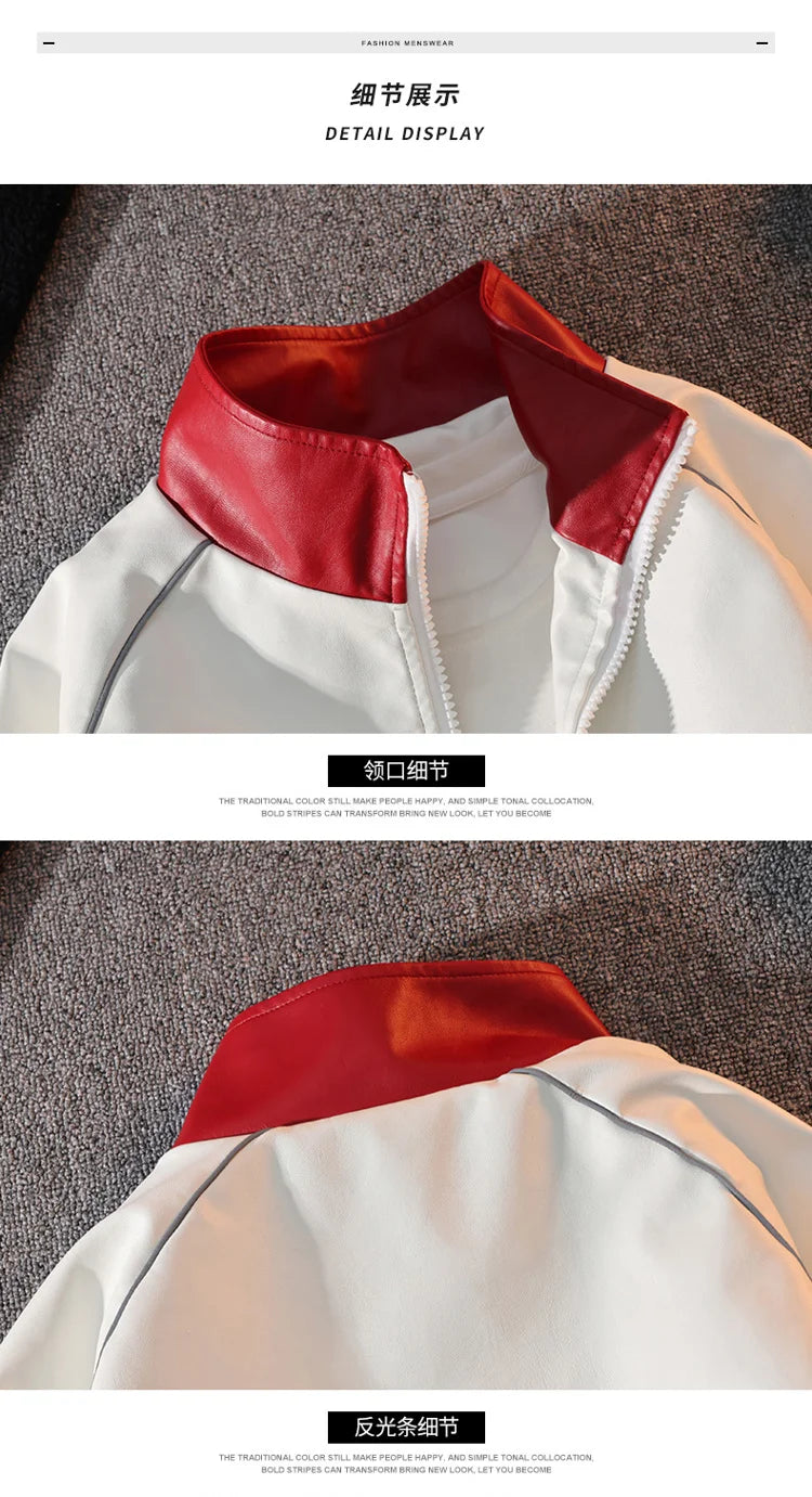 Men 2027  Fleece Warm Motorcycle Coats Biker PU Leather Jackes Mens Trends Stand Collar Slim Overcoat Thick Fur Leather Jackets