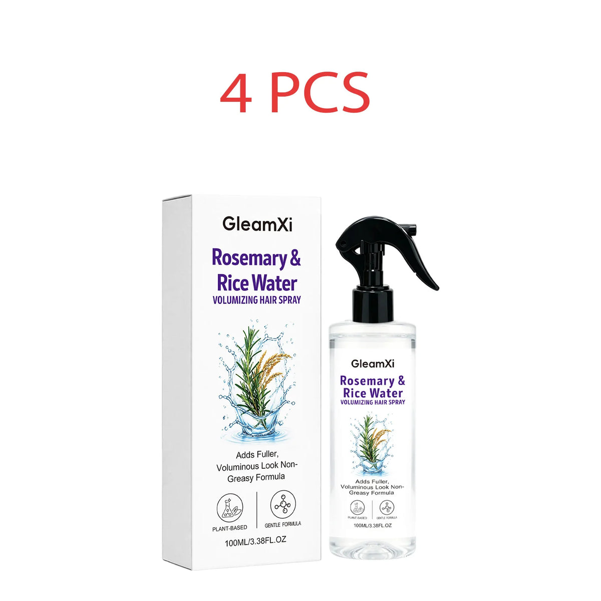Rosemary Peppermint Rice Water Hair Spray Natural Refreshing Scalp Care Light Non Greasy Formula Soft Smooth Hair Daily Use