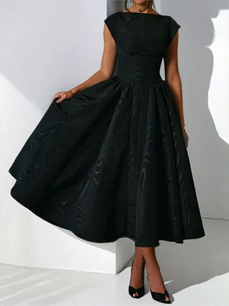 Summer French Pure Lust Fashion Dress Women's Temperament Elegant Solid Color Waist Slim High Waist Sleeveless Back Hollow Dress