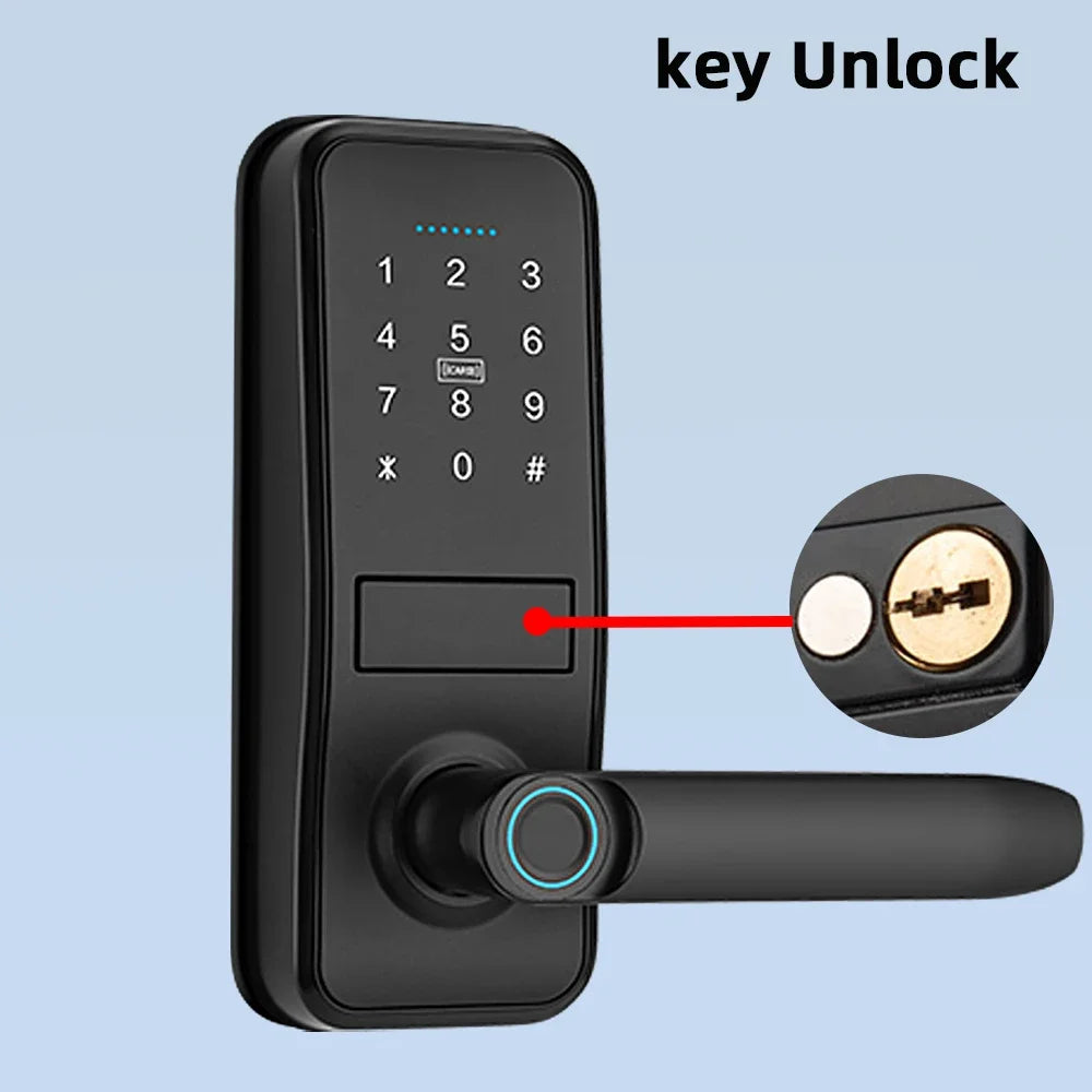 CDOK P13 Smart Biometric Fingerprint Door Lock Electronic Door Lock Tuya/Smartlife App Set Fingerprint/ Password/ Card Unlock