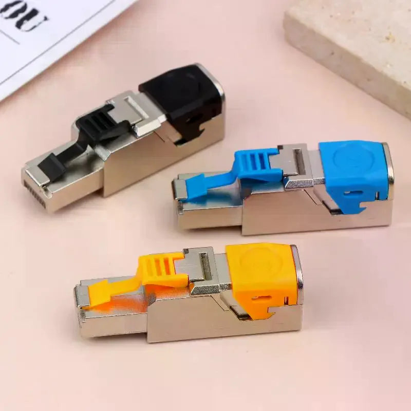 Metal RJ45 Cat8 Connector - 2000MHz 40Gbps Shielded Ethernet Plug for 22-24AWG LAN Cables, Easy Termination, Reusable ﻿