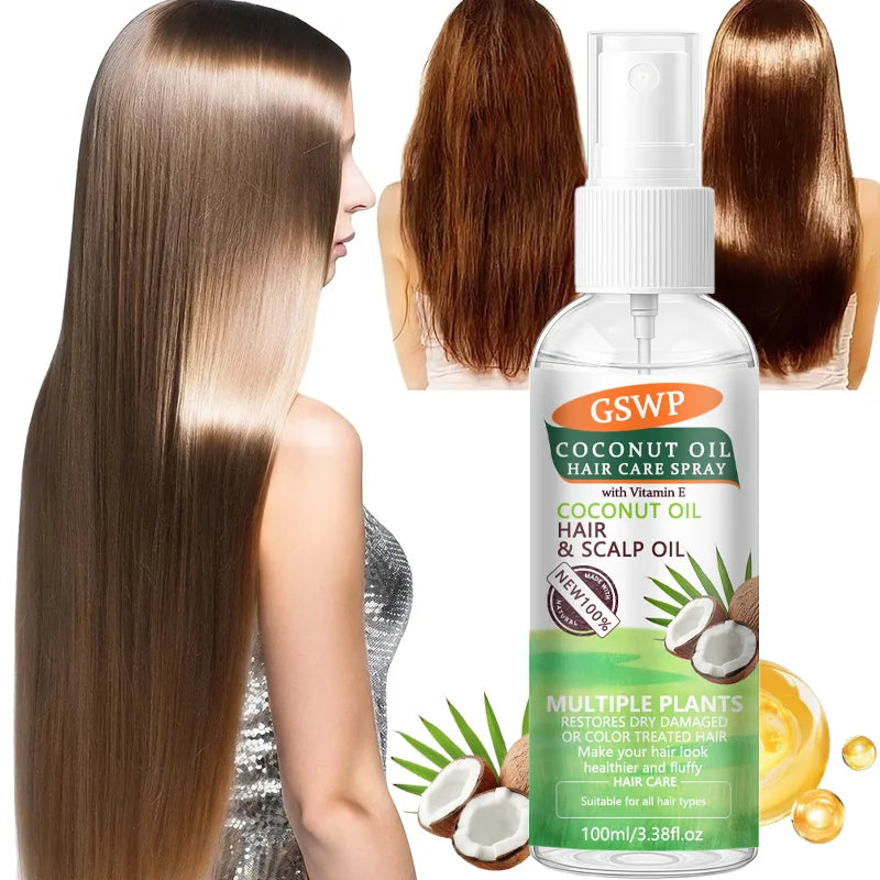 GSWP Coconut Oil Hair Care Spray, Ten-in-One, Deeply Moisturizes And Smooths Hair Texture, with Heat Protection.100/200ml