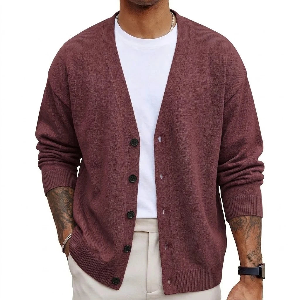 Autumn Men's Long Sleeve Knit Cardigan Sweater Solid Color Button Down Casual Warm Knitted Jacket for Winter Outwear Streetwear