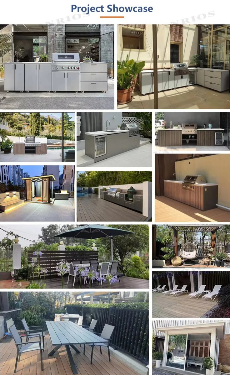 Custom Modular Outdoor BBQ Backyard Kitchen 304 Stainless Steel Outdoor Kitchen Can Assemble Freely Sink Refrigerator