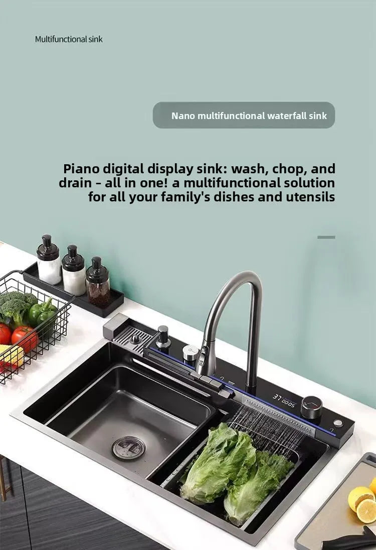 Kitchen Sink Nano Stainless Steel Kitchen Sink Large Single Bowl Wash Basin Kitchen Items Kitchen Sink Dishwashing Sink