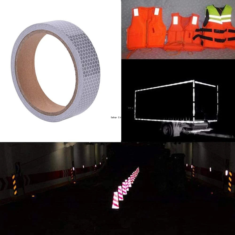25mmx10M Shining Reflective Warning Tapes Bicycle Waterproof Self-Adhesive White Stickers Reflectors Strips For Cars Motorcycle
