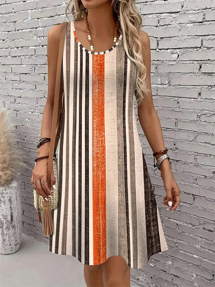 2026 New Women's Summer 3D Skull Print Dress Casual Round-Neck Sleeveless A-Line Dress Fashionable Street Style Dress