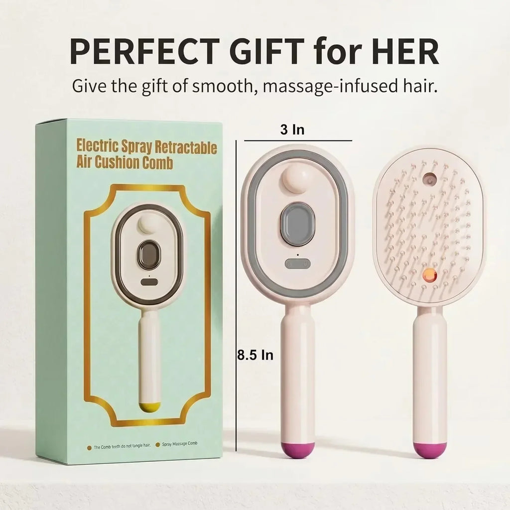 Electric Steam Brush with Water Spray Wet Electrics Hairbrush USB-C Charging for Detangling Smoothing Styling & Frizz Control