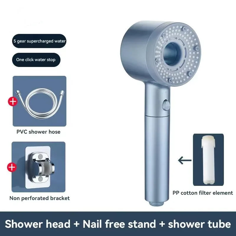 For Xiaomi 5 Modes Water Saving Shower Head Adjustable High Pressure Showerhead Handheld Spray Hangable Bathroom Accessories ﻿