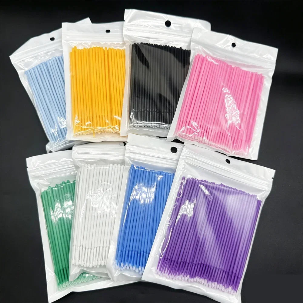 100PCS Crystal Micro Brush Disposable Lashes Removing Swab Mascara Wands Applicator Eyelash Extension Brushes Makeup Tools