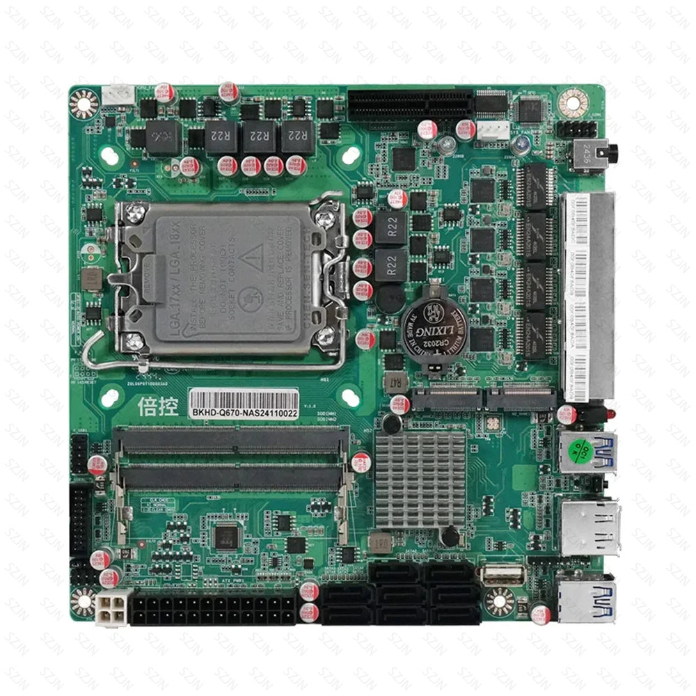 NAS Set Q670 MINI ITX Motherboard CPU Combo vPRO with 12-14th Core DDR5 16-32G 4800MHz Support 2xM.2 NVME 8xSATA3.0 Home Server