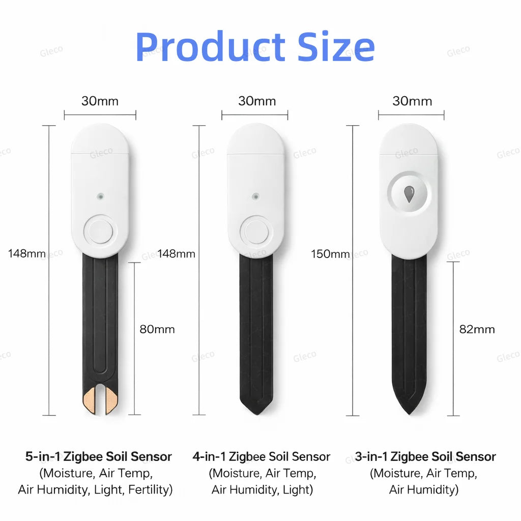Zigbee Soil Sensor Moisture Temperature Humidity Meter Fertility Light Tester For Tuya Smart Life Z2M Home Assistant Automation