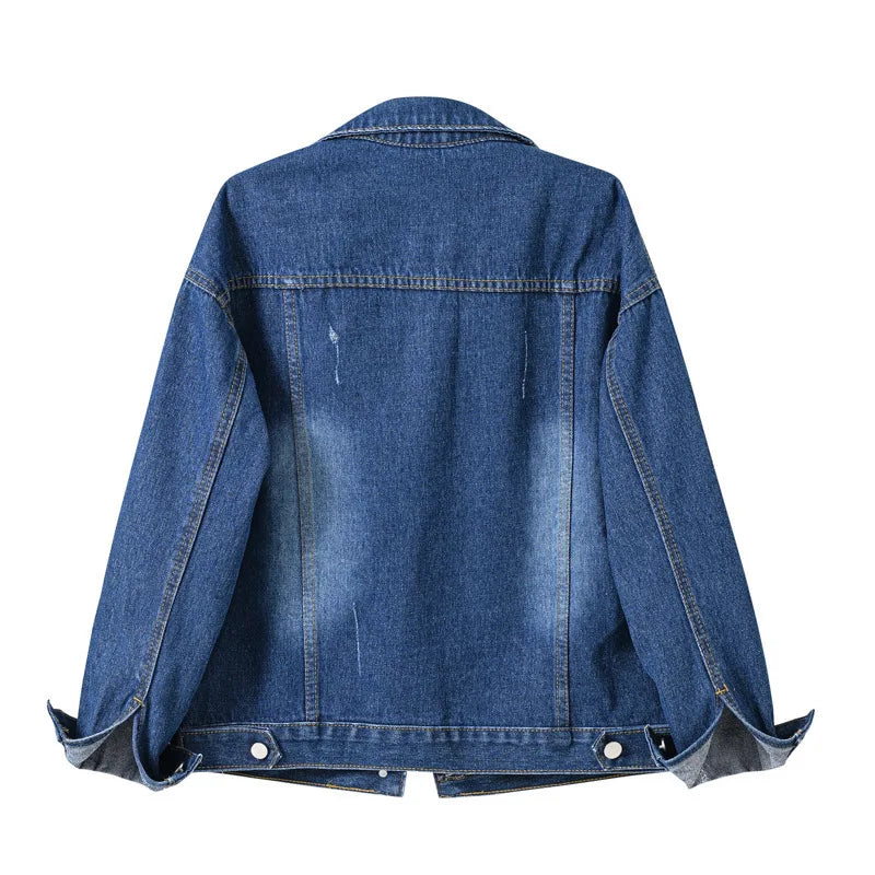 Pink Denim Jacket Women's Spring Autumn Single-breasted Lapel Coat Fashion Green Black Red Blue Outerwear Female Jean Overcoat