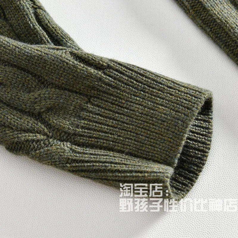 100% Wool Men's Scandinavian Style Shawl Collar Cardigan Nordic Knit Sweater Jacket for Autumn/Winter