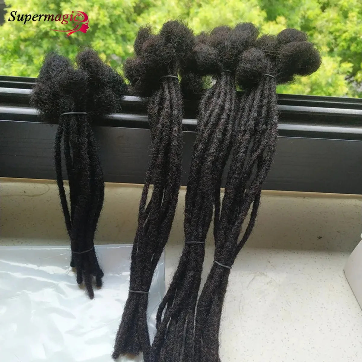 60Strands 0.4/0.6/0.8cm Human Hair Dreadlock Extensions Loc Extensions Human Hair Permanent Crochet Dreadlocks Human Hair 1B