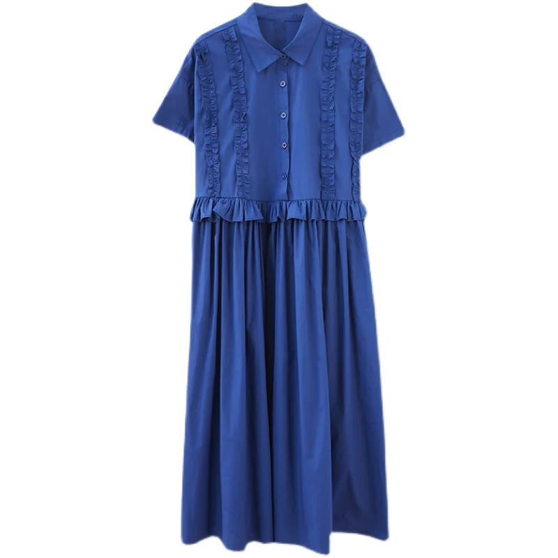 Ele irt Dr with Ruffle Design And Advanced Sense Spring Summer New Arrival Korean Sle Cotton Long Skirt for Women
