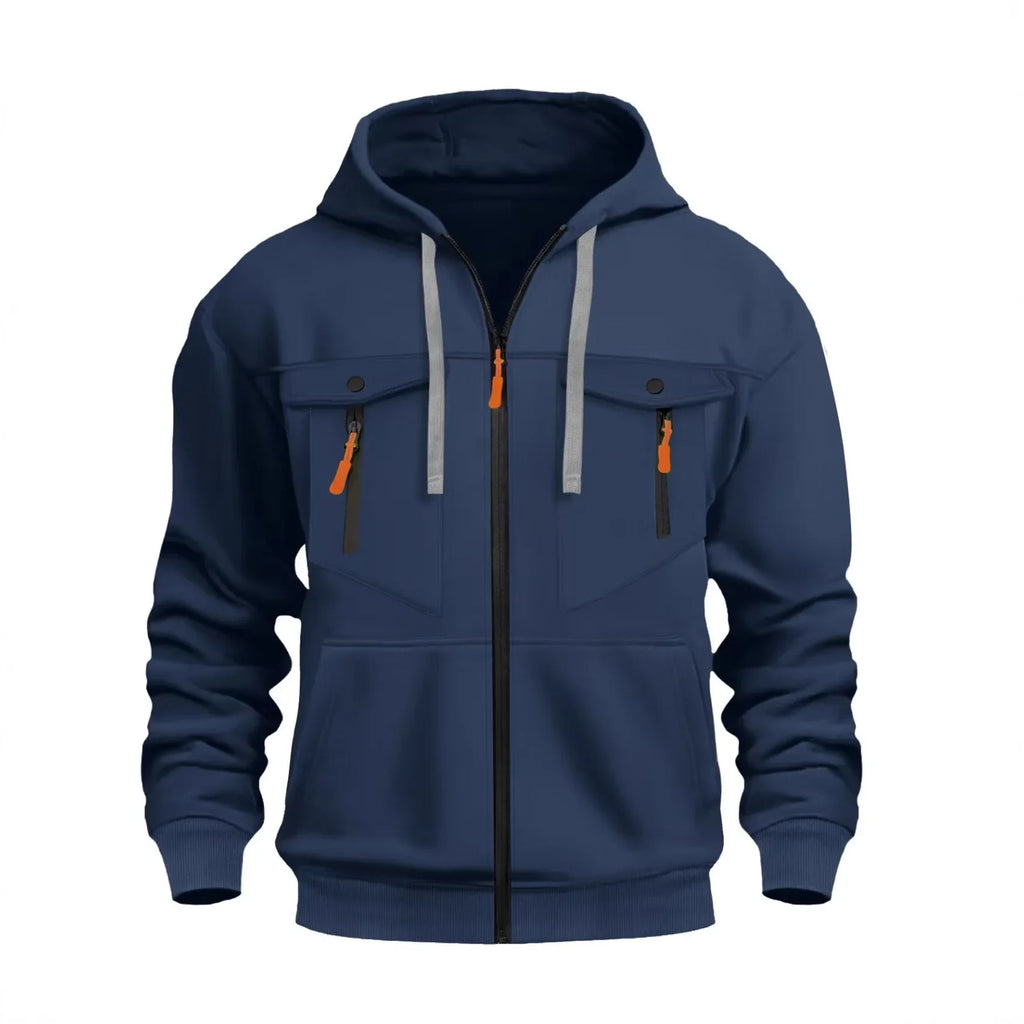 2026 Men's Casual Zipper Hoodie Fashionable Street Style Comfortable Loose Version Autumn/Winter Warm Hoodie Men's Clothing