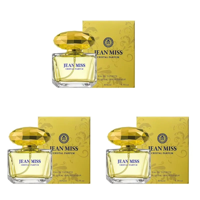 Luxury JEAN MISS Perfume for Women, Elegant Teardrop Bottle with Crystal Diamond Cap, Romantic Floral Long Lasting Eau de Parfum