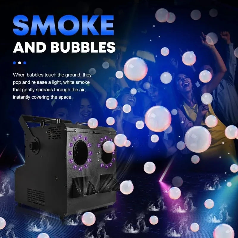 1500W Metal Smoke Bubbles Machine  Remote Control Party Fog for Wedding Church Concerts