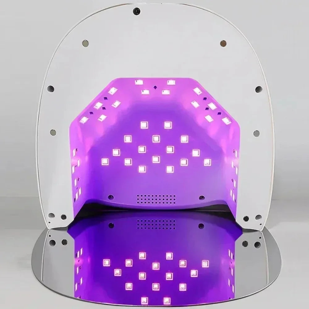 Dual Light Source Rechargeable Nail Lamp with Mirror Bottom Cordless Gel Polish Dryer Pedicure Machine Wireless Nail UV LED Lamp