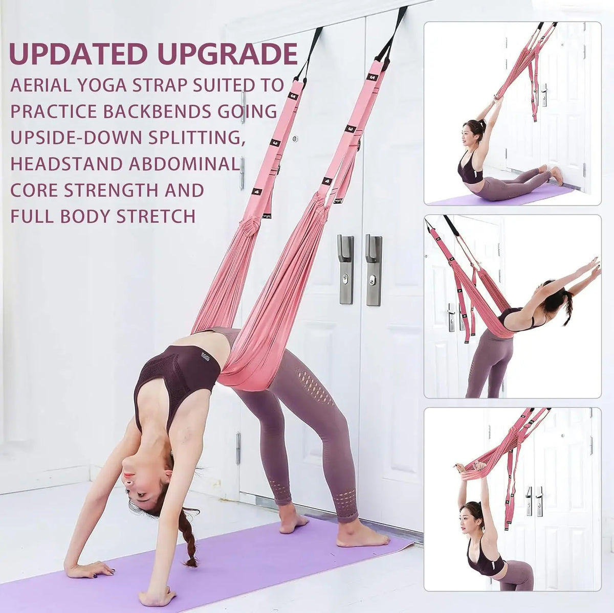 Adjustable Yoga Strap Stretch Band Fitness Hanging Rope Universal Elastic Stretch Door Hanging Yoga Belt Handstand Rope Training
