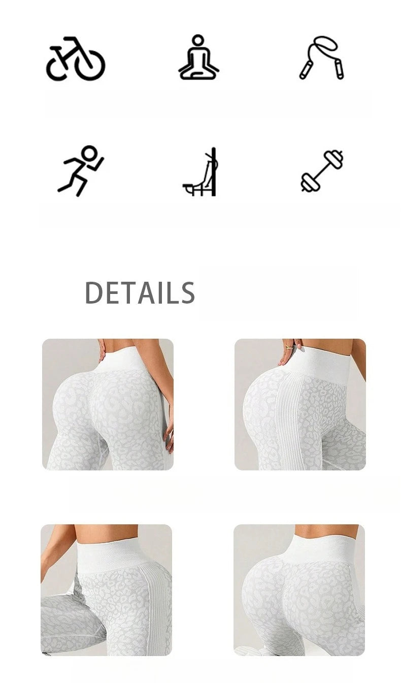Women Leopard Print Leggings Seamless Knited Yoga Pants High Elastic Sexy Hip Liftting Workout Running Fitness Pants