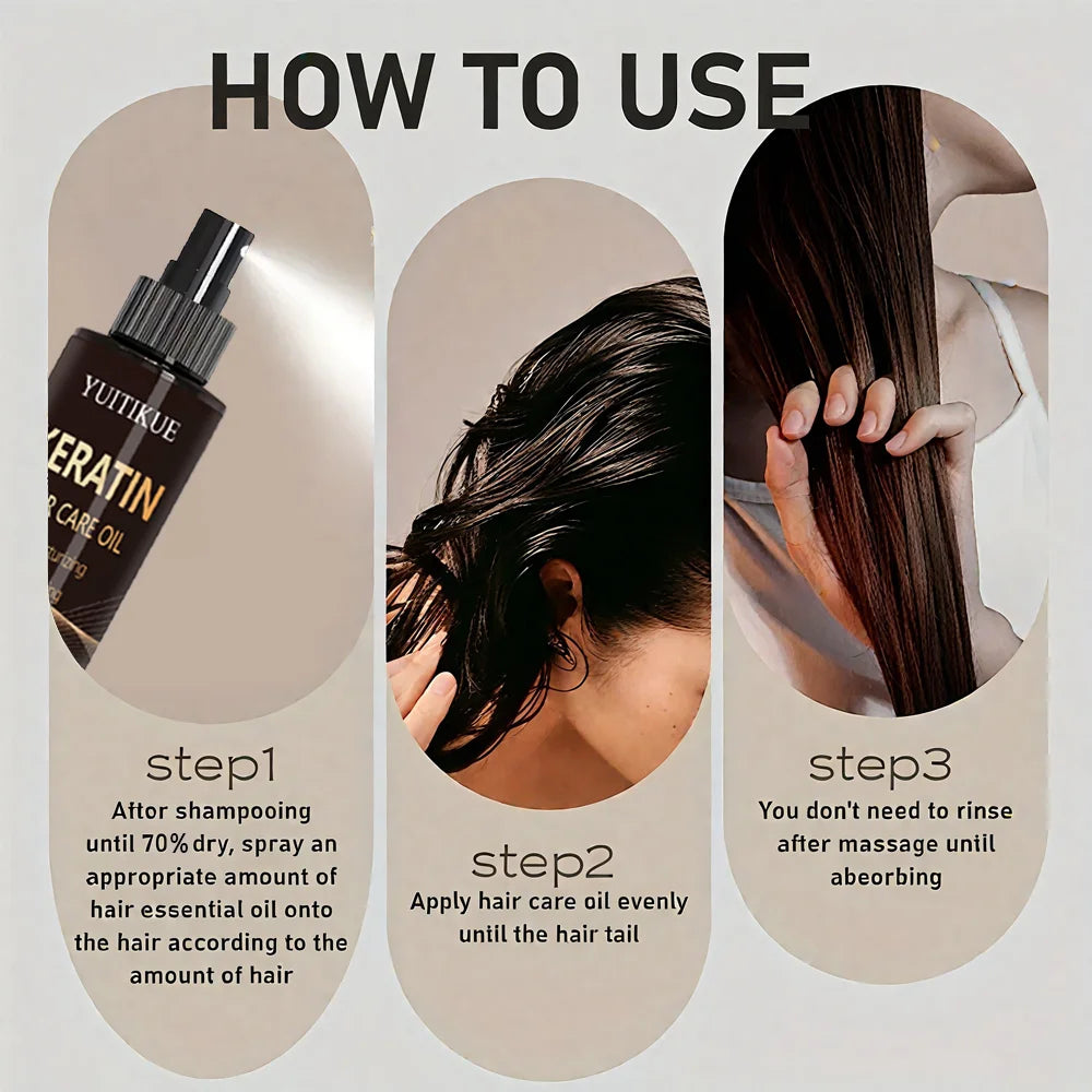 YUITIKUE Keratin Hair Care Oil Moisturizing Smoothing Refreshing Deep Protection For Dry Damaged Hair