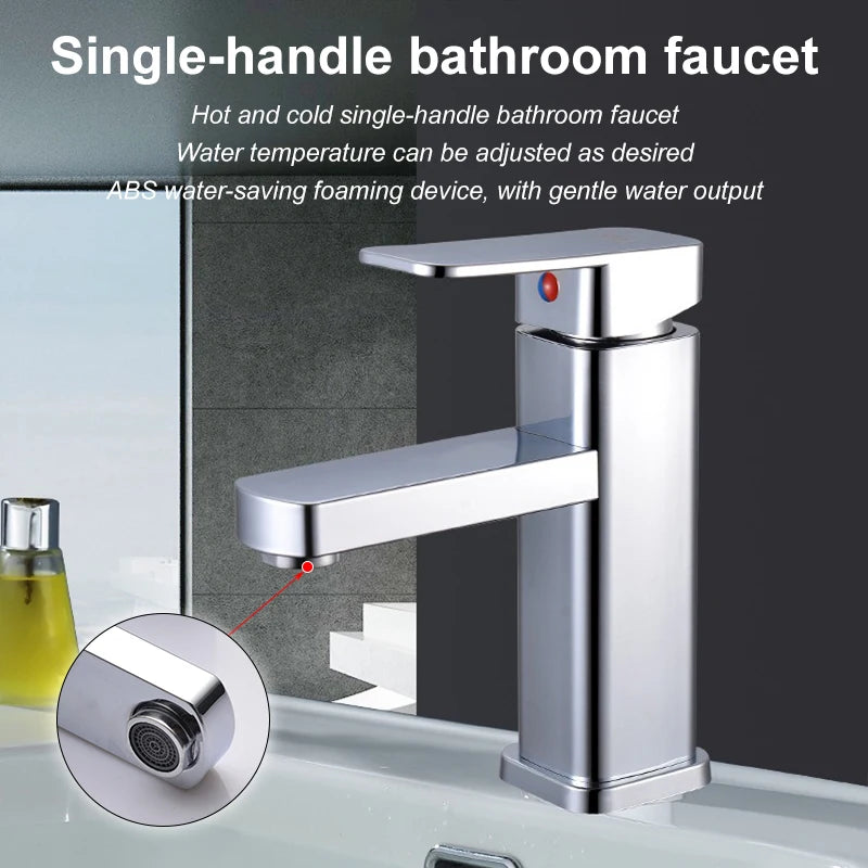 Stainless Steel Bathroom Faucet with Hot And Cold Water Outlet Valves Versatile Sink Faucet for Bathroom Cabinet And Basin