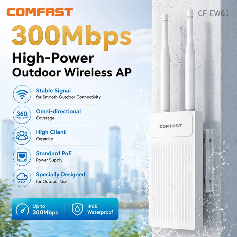 COMFAST 3000M Outdoor WiFi 6 Access Point Dual Band 2.4/ 5.8G High Power Outdoor AP IP66 Waterproof 48V PoE WiFi Base Station