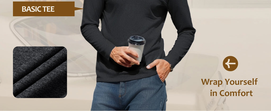 MAGCOMSEN Men's Long Sleeve T-Shirt Cotton Crew Neck T-Shirt Casual Light Work Spring and Autumn Tops