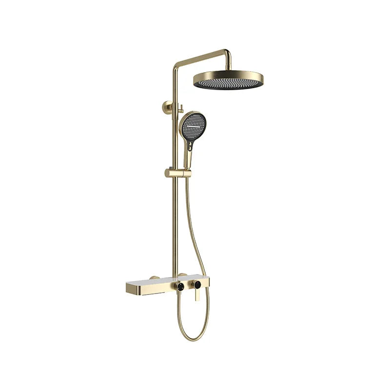 Hotel Grade All Copper Waterway Shower Set Hot Cold Multifunction Pressure Shower Head Storage Shelf Copper Shower Set Bathroom
