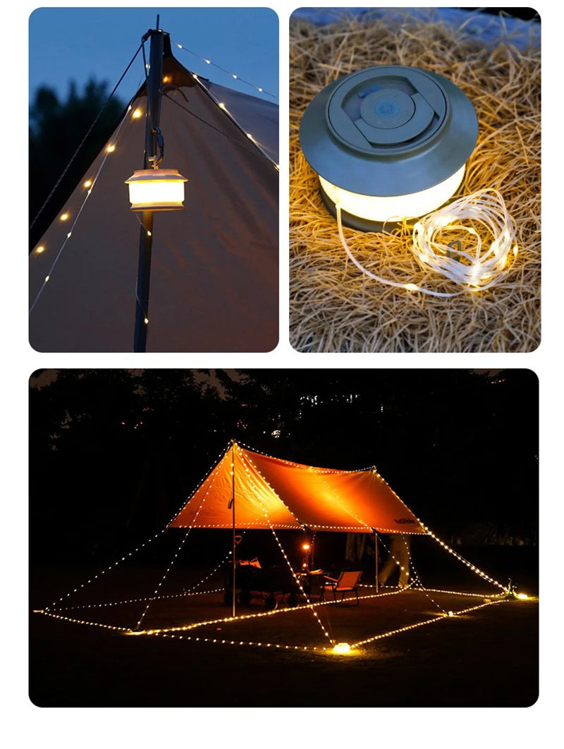 Outdoor Camping Light Star River Tape Measure Camping Atmosphere Light Waterproof Portable String Light Camping Tent Light