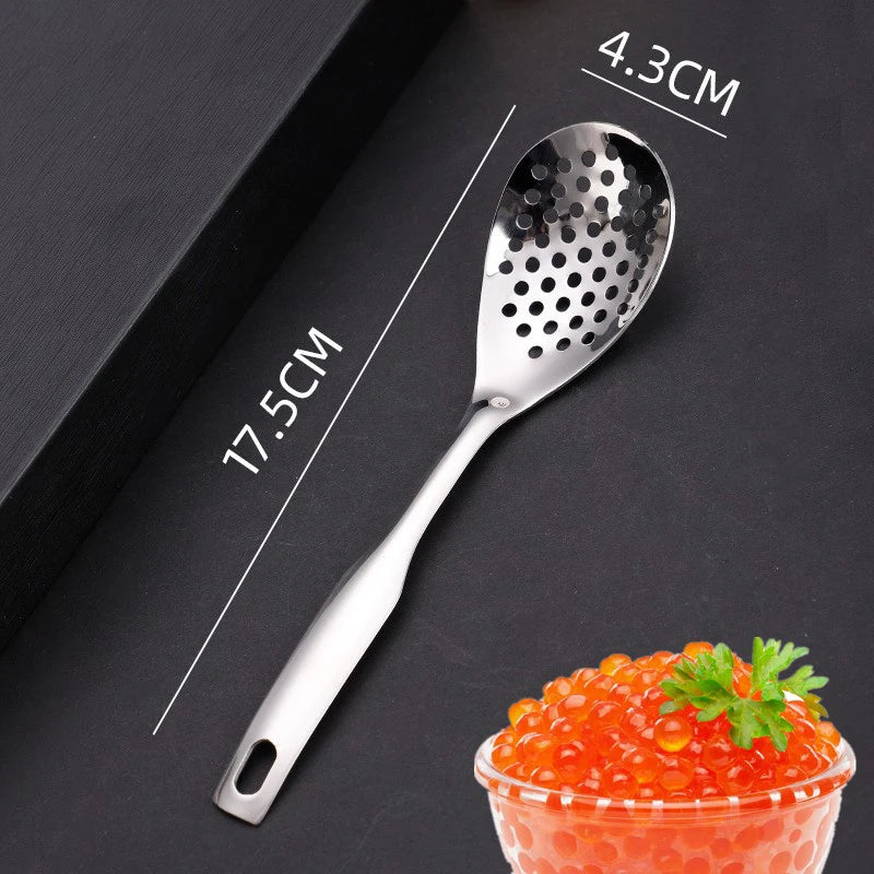 Kitchen Stainless Steel Spoon With Holes Cuisine Caviar Builder Roe Sauce Strainer Spoon Durable Kitchen Cooking Gadgets