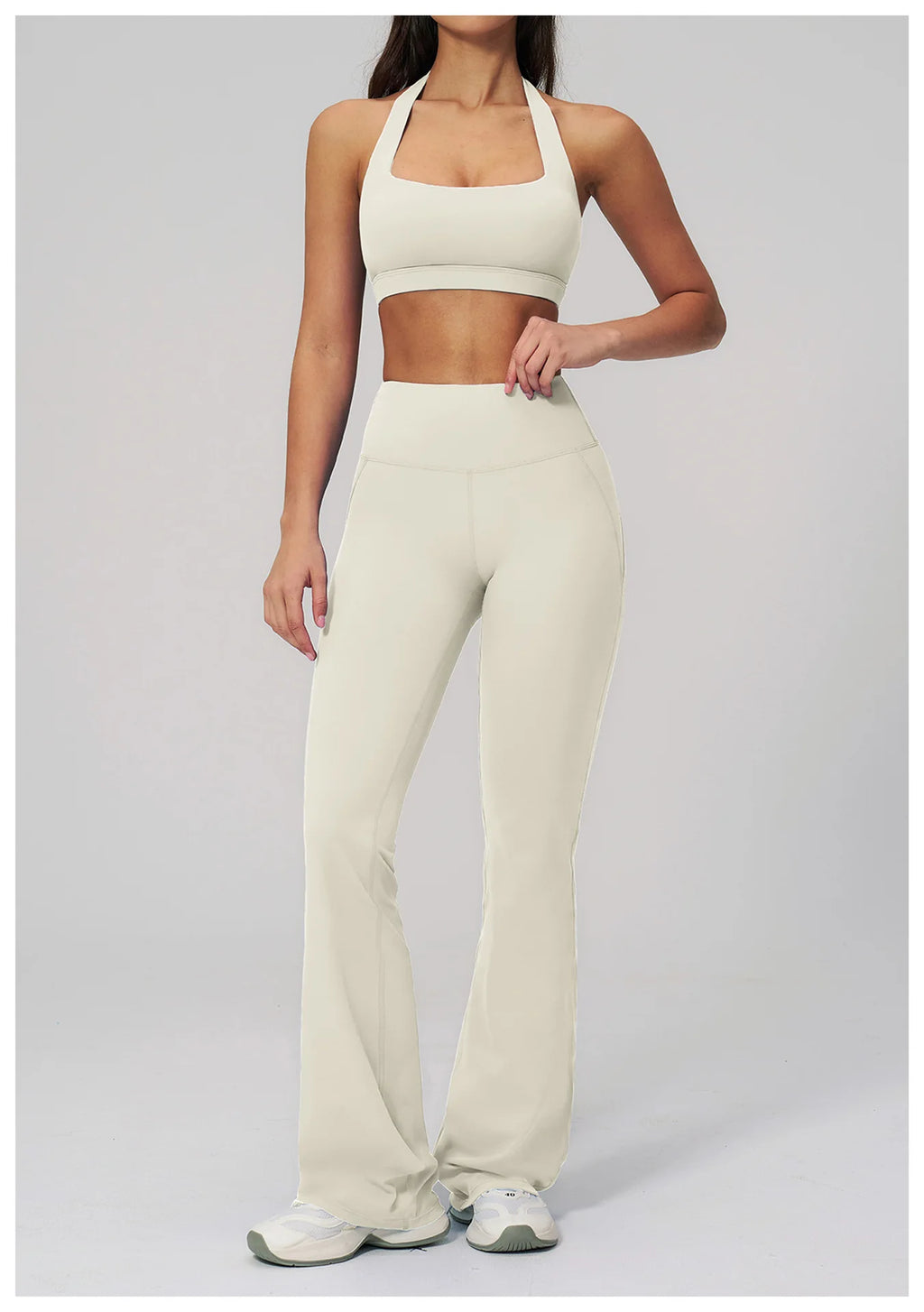 Women's Tracksuits 2PCS Flared Pants Yoga Set Gym Fitness Outfits Female Shockproof Sports Bra Yoga Workout Clothes Sports Sets