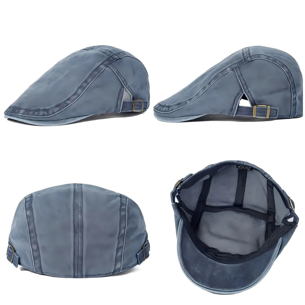 Spring Summer Watered Denim American Casual Retro Beret  Washed Old Street Forward Hat British Painter Newsboy Cap Visor