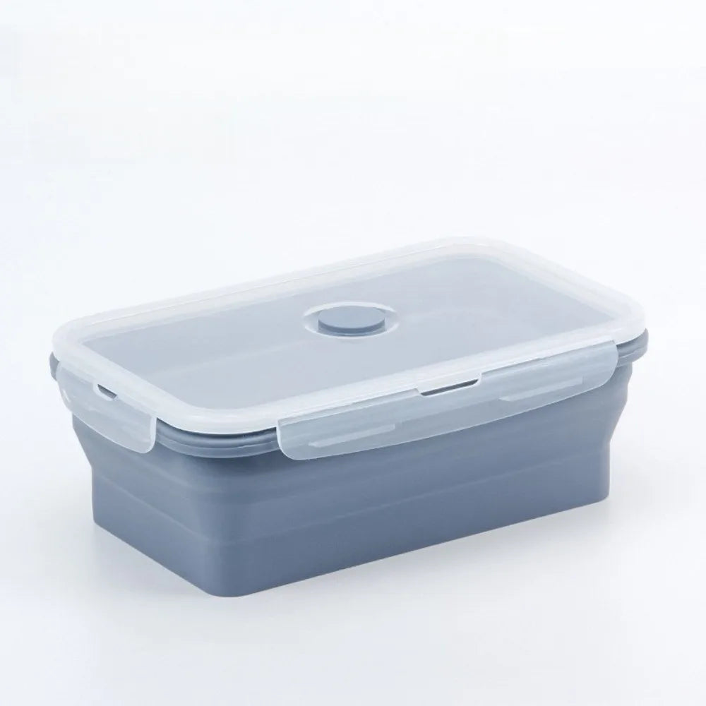 4pcs Microwaveable Silicone Lunch Box Large Capacity Rectangular Food Storage Container with Lid High-temperature Resistant