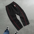 High Street Style Printed Color Blocked Drawstring Trousers Wide Leg Casual Pants Men's Trendy Straight Leg Athletic Sweatpants