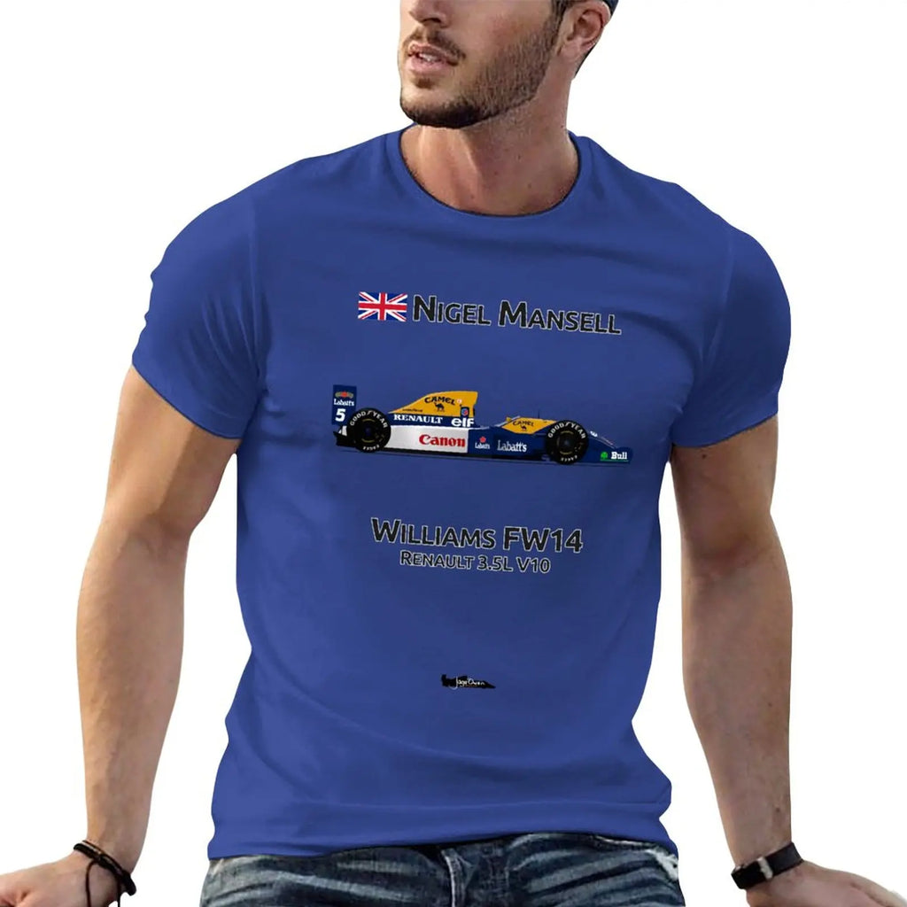 Nigel Mansell - Williams FW14 T-Shirt heavyweight t shirts oversized t shirt big and tall t shirts for men