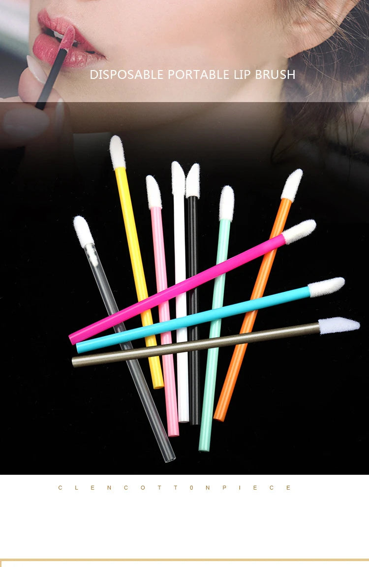 50 Pcs Disposable Lip Brush Makeup Tools Hollow Lip Wands Nylon Lip Gloss Stick Applicator Lipstick Wands Set Cosmetic Tools