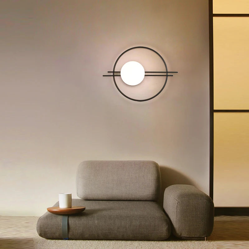 Modern LED Wall Lamps Black Gold Glass Ball Wall Sconces Living Rom Bedroom Hotel Decor Wall Lights Bedside Lights Aisle Lamp G9