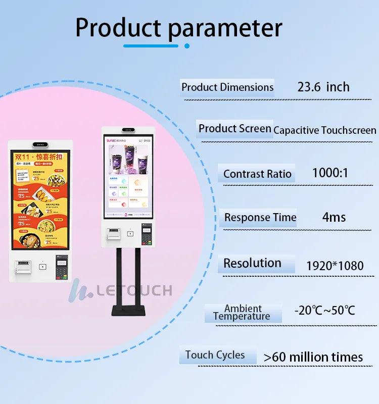 Restaurants POS Terminal Ordering Kiosk Smart Digital Kiosk Machine Service Payment Self-service Kiosk