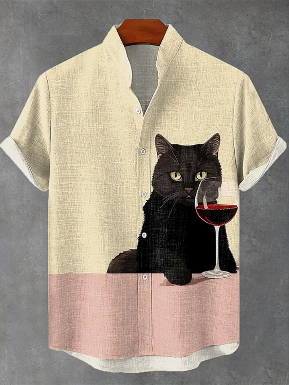 Men's Animal Print Casual Shirt Summer Vacation Short Sleeve Stand up Collar Designer High-Quality Fashion Top for Men