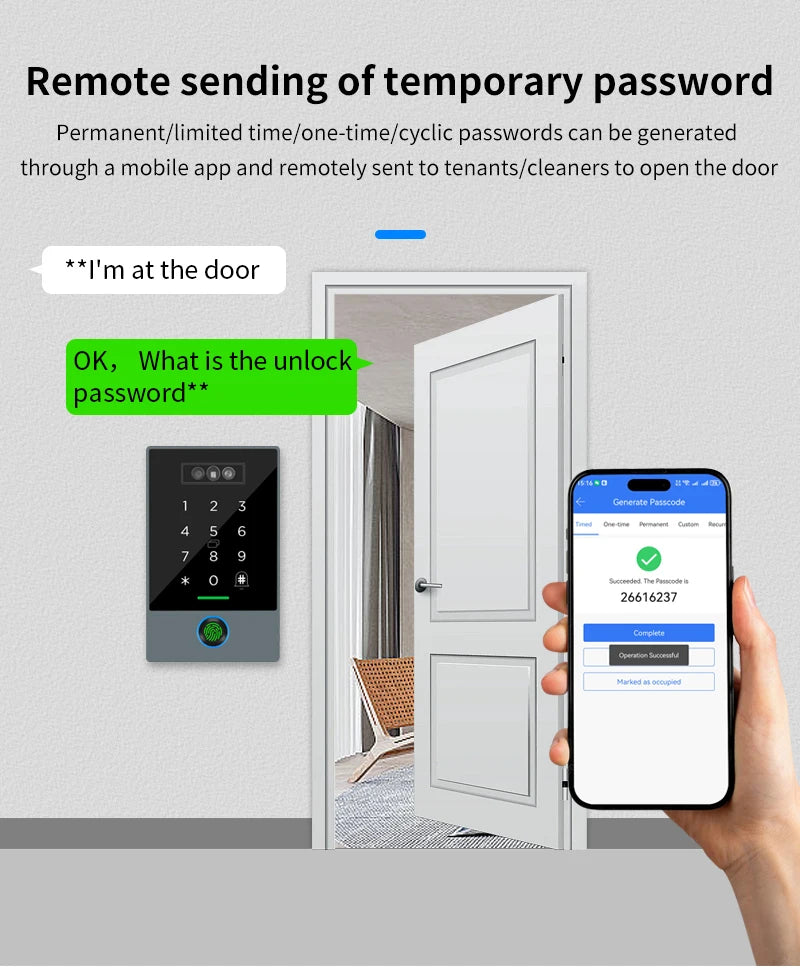 TTLOCK Home Security Visual Intercom Face Recognition Fingerprint WiFi Intelligent 13.5Hz Waterproof IP67 Access Control
