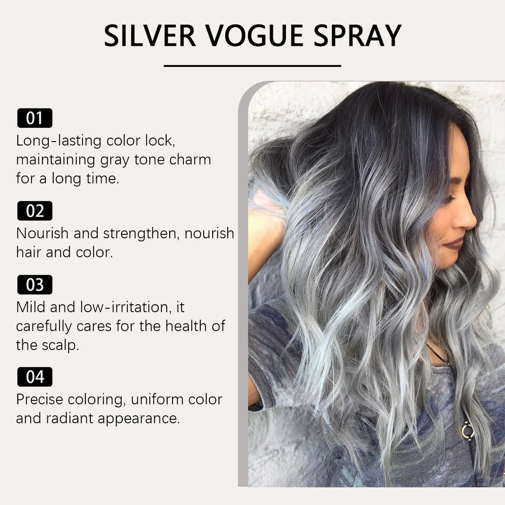 Silver Grey Hair Color Spray Permanent Grandma Grey Hair Dye Unisex Smoky Fashionable Punk Style Quick Coloring Hair Spray 30ml