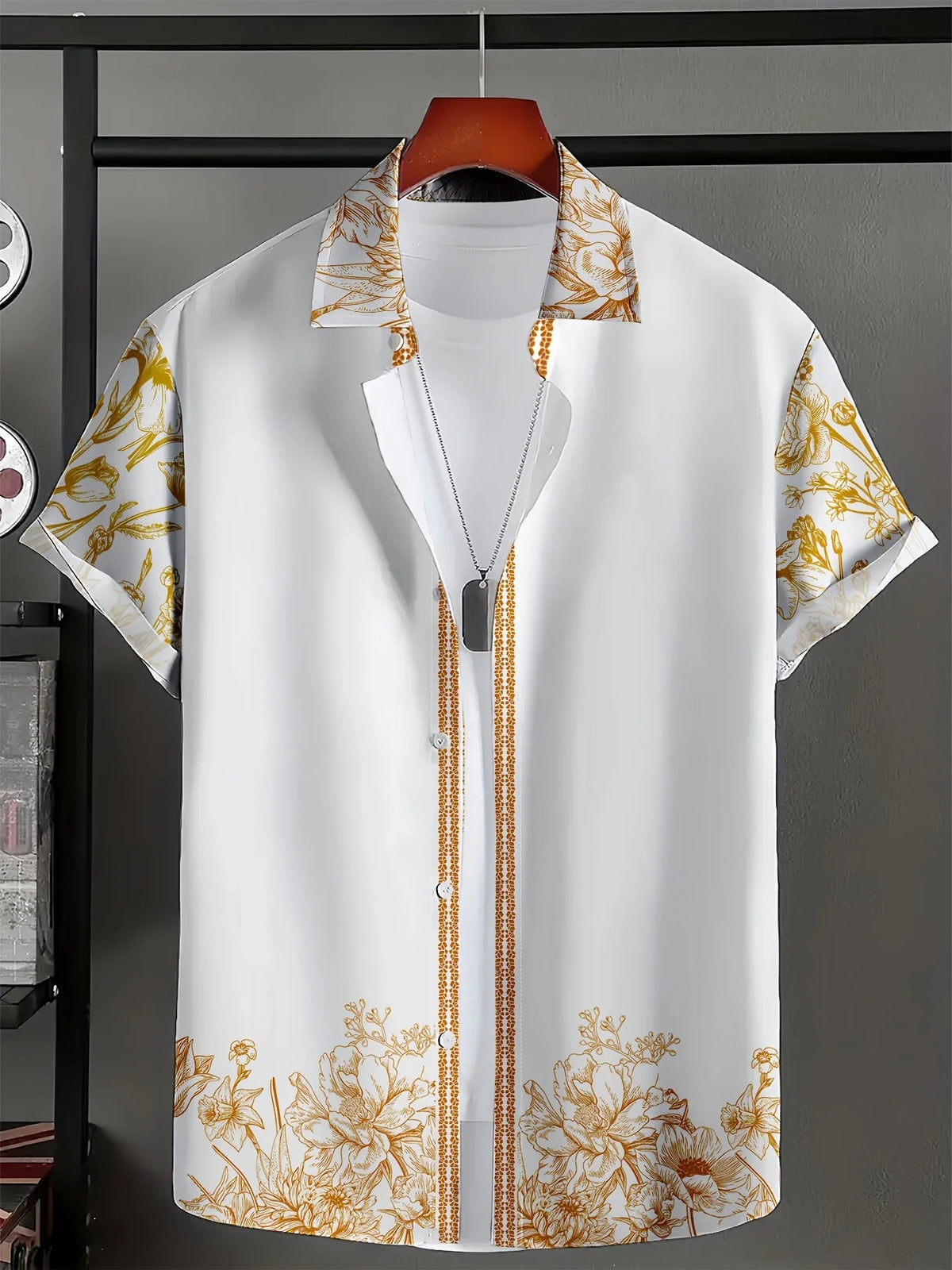 Fashion Casual Man Short Sleeve Hawaiian Shirt Men Summer Tropical Floral Print Beach Wear Stylish Vacation Party Outfit Tops