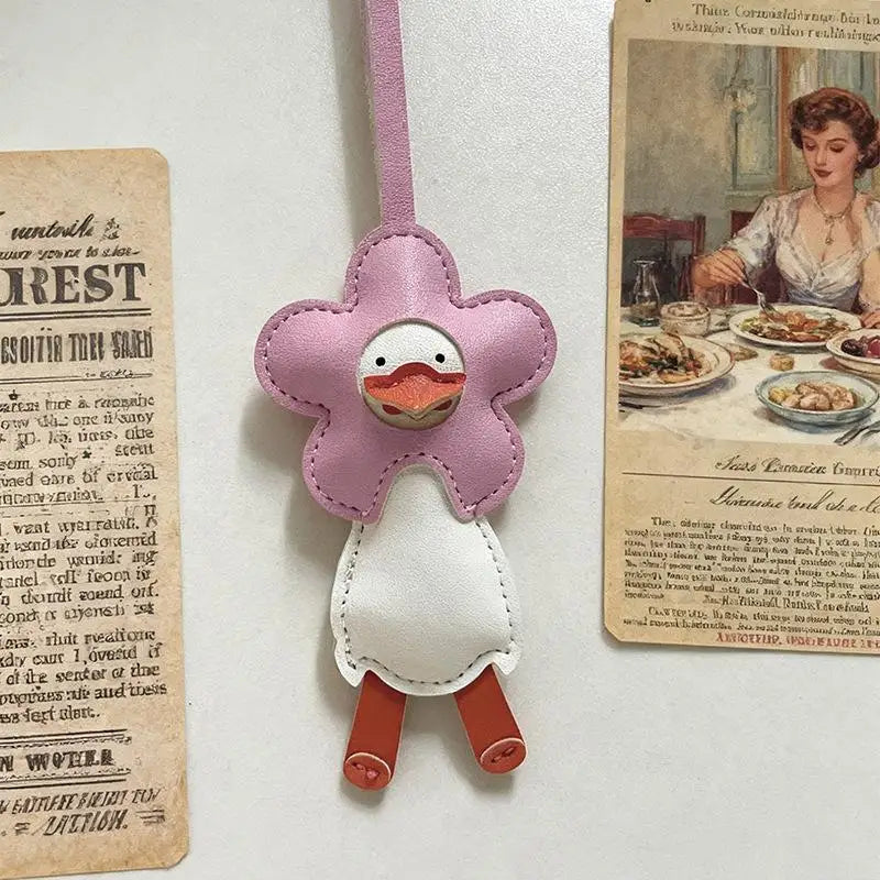 Cute Cartoon Duck Bag Charm High Quality Cute Leather Fashion Charm Bag Keyring Backpack Decoration Accessories Gifts