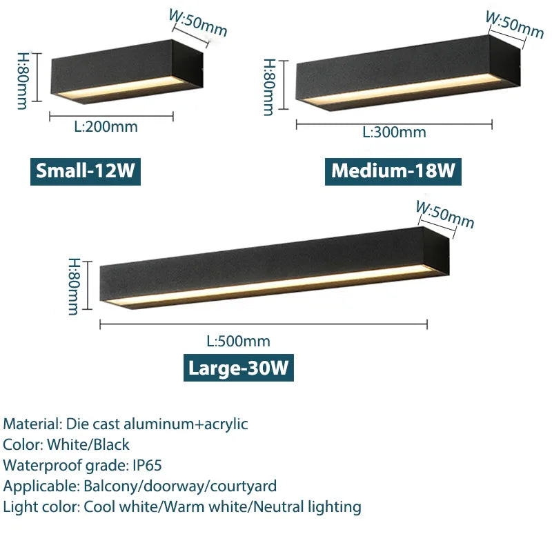 LED Outdoor Porch Wall Sconces Aluminum Exterior Wall Light Fixtures IP65 Waterproof Lamp for House Patio Doorway Garage Decorat