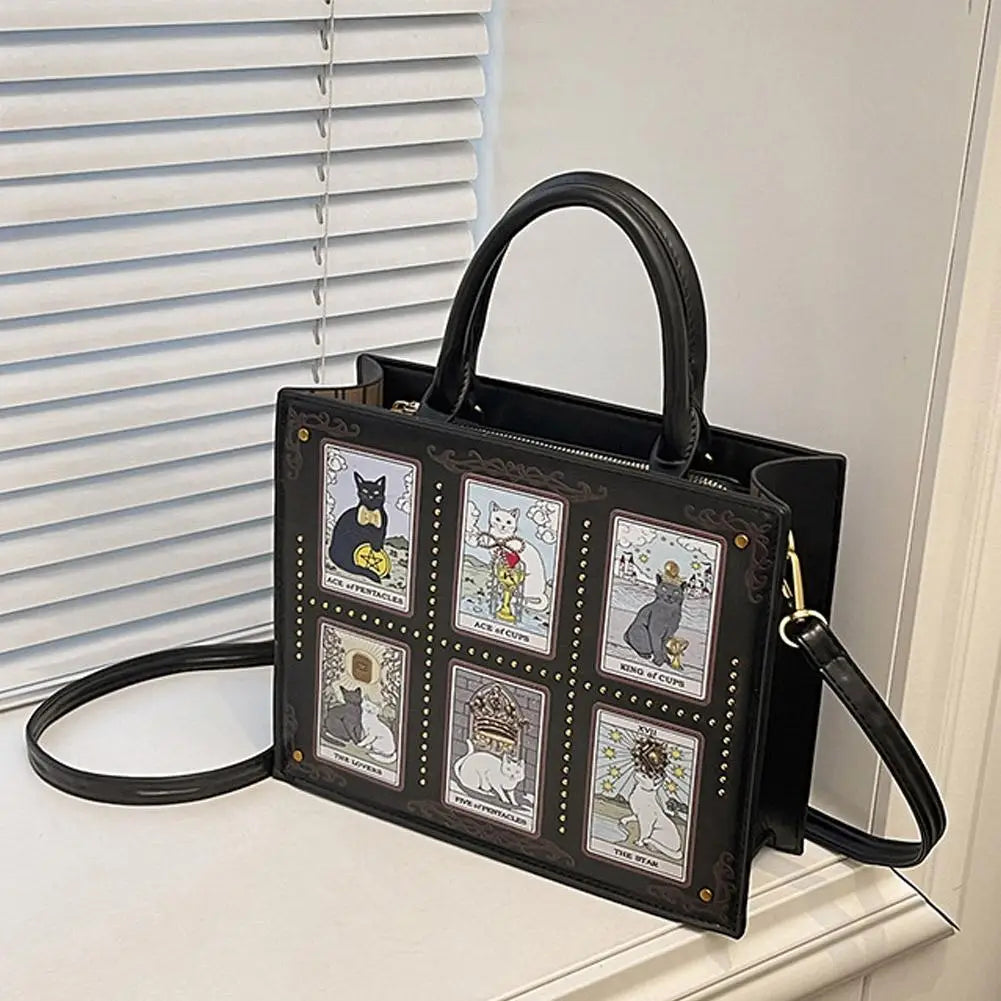 High-end Fashion Summer New Handbag With Delicate Embroidery Cat Printing Multi-layer Storage Woman Tote Bag For Dating & Daily