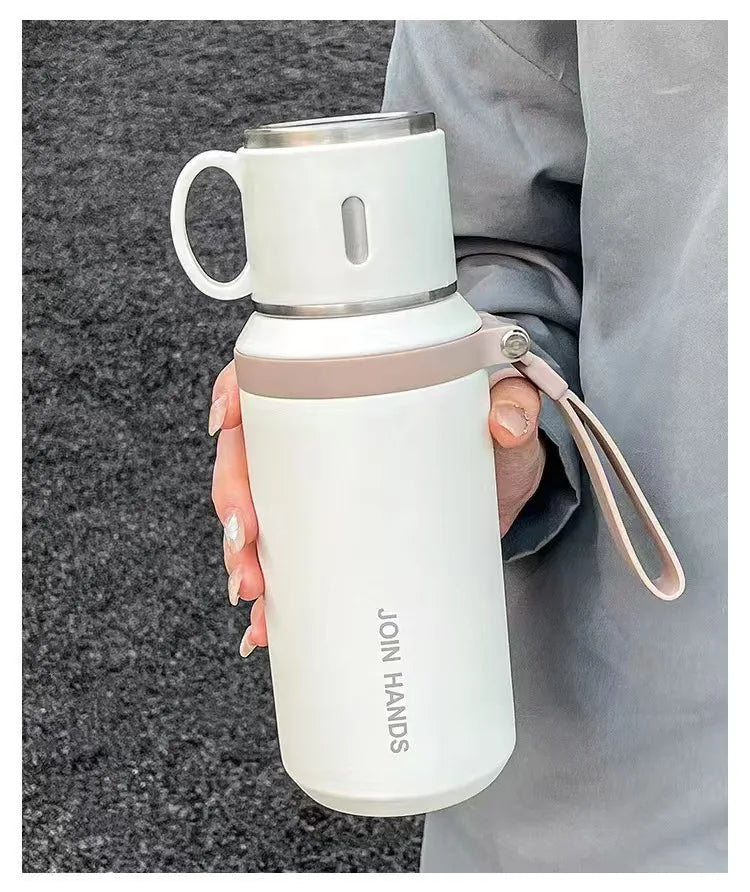 600ml Stainless Steel Coffee Cup Travel Thermal Mug Leak-Proof Thermos Bottle Tea Coffee Mug Office Business Style Thermos